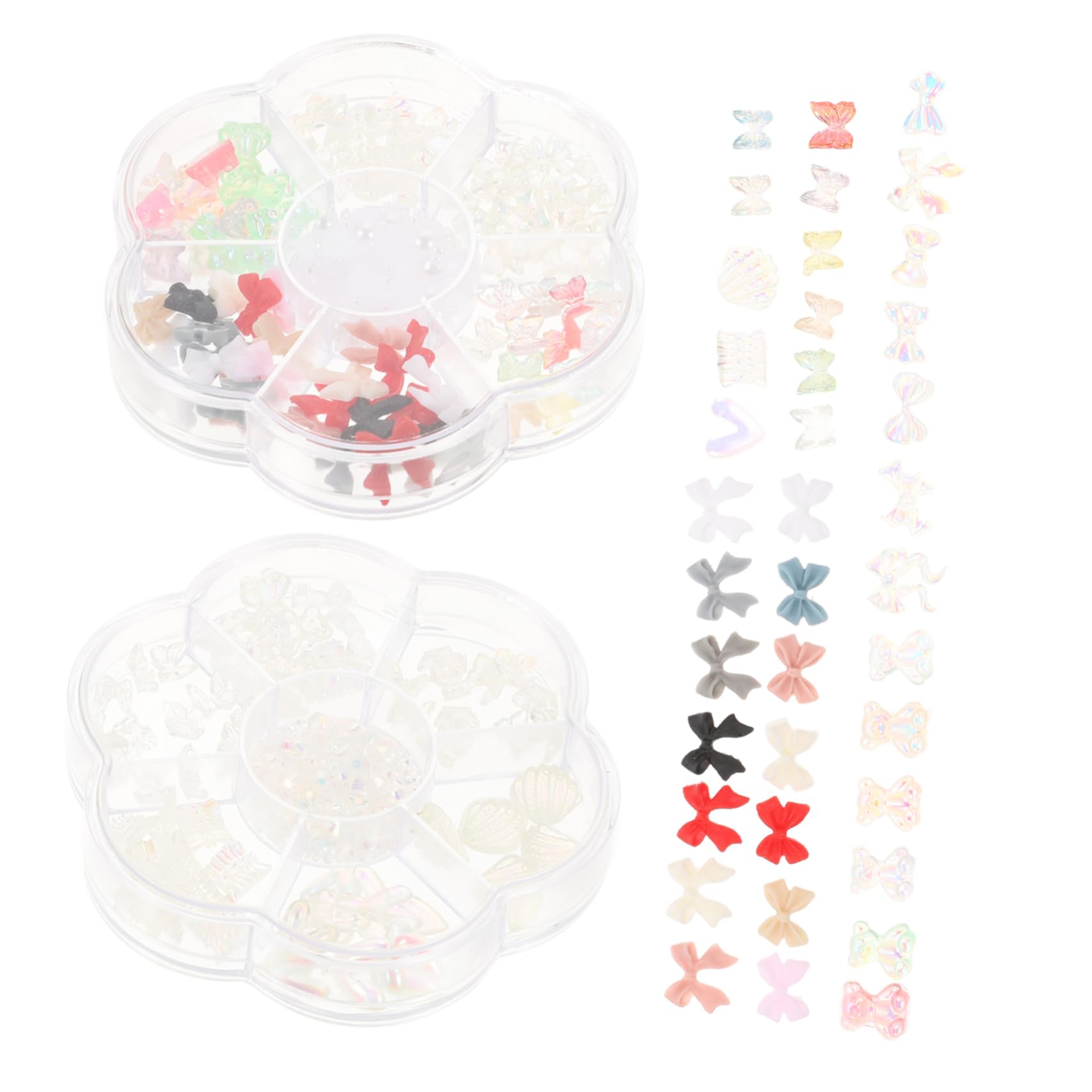 3 Ensembles Charms Forme Nœud Accessoires De Nail Art Remplaçables Pour Décoration Ongles 2 Boîtes*3