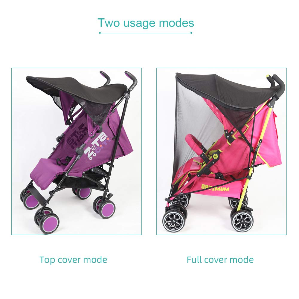 Pare-soleil pour poussette de bébé/poussette/landau/jogger anti-UV, pare-soleil universel pour enfants, jardin (Noir)