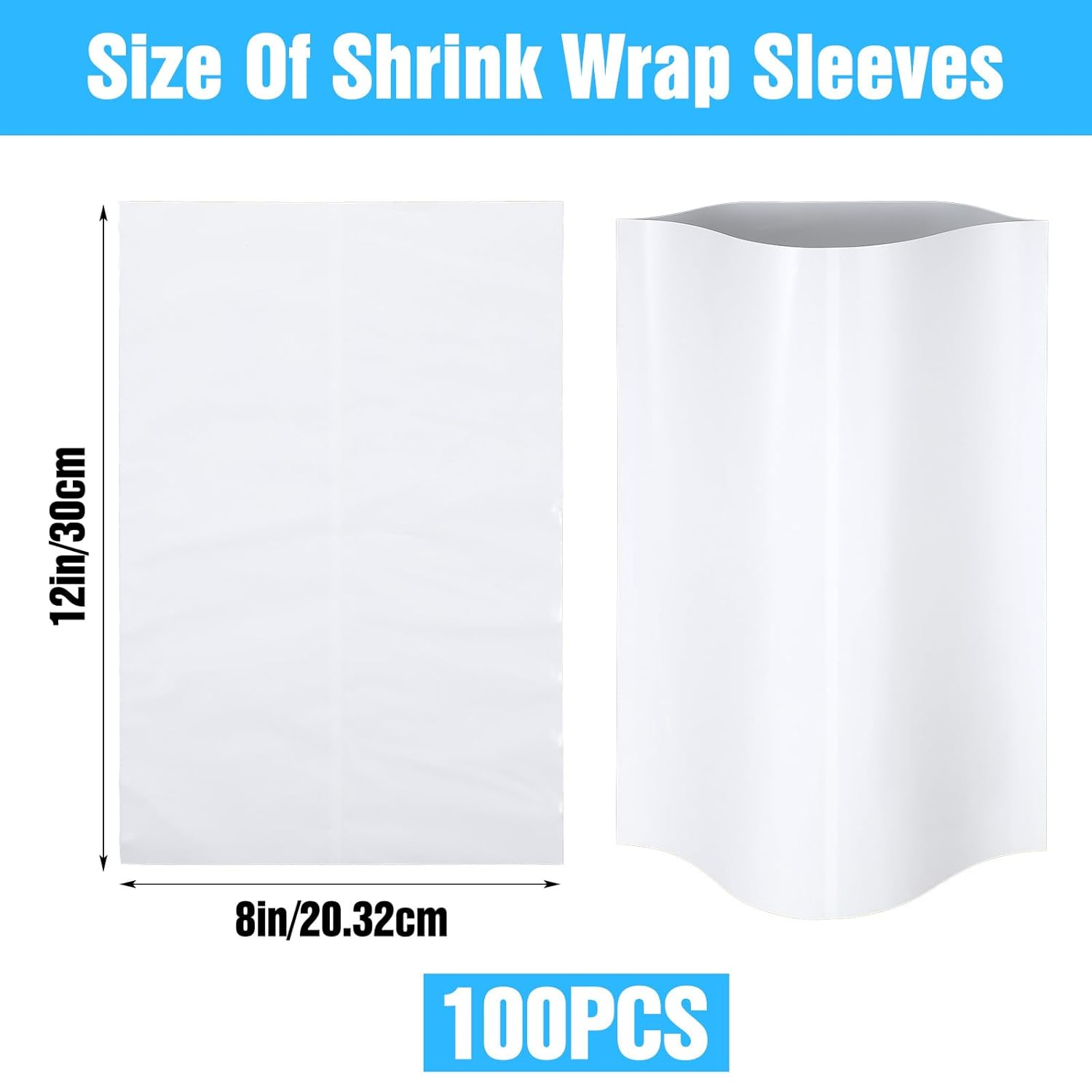 100 Pcs 8x12 Inch Sublimation Shrink Wrap Sleeves, PET Heat Transfer Shrink Film for Tumblers, Mugs, Cups, DIY Crafts and Personalized Gifts