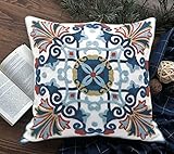 Alysheer Funda de cojín decorativa bordada de 18 x 18 pulgadas, sala de estar (azul marino)