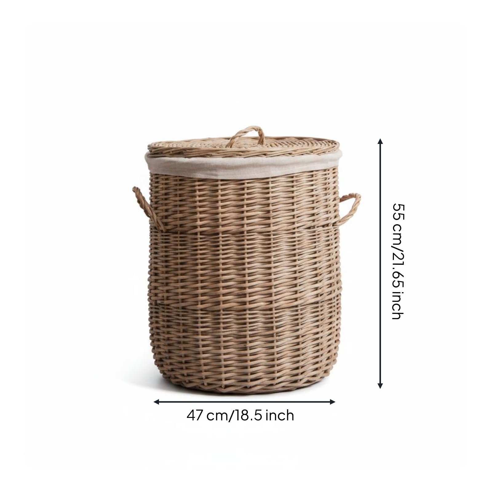 Cesto in Rattan Intrecciato Cesto con Coperchio Salvaspazio Portabiancheria, size to 3