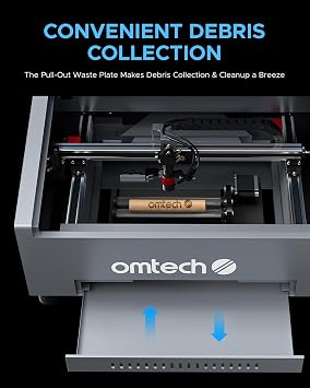 OMTech K40+ CO2 Laser Engraver with Rotary axis, 8x12 45W Desktop Laser Engraving Machine for Home Use, LaserGRBL LightBurn Compatible Laser Engraver Cutter with Adjustable Laser Head Air Assist