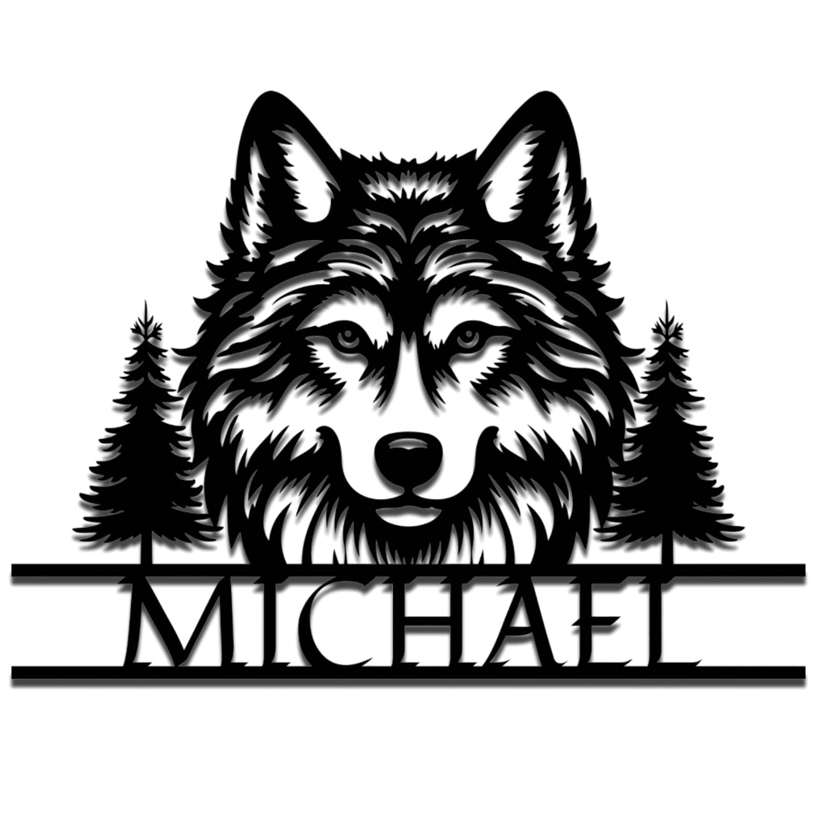 Met5kdm Wolf Custom Name Metal Sign, Metal Wall Art,Personalised Hanging Decoration For Indoor/Outdoor,Shed, Cabin,Home Decor,Housewaming Gift