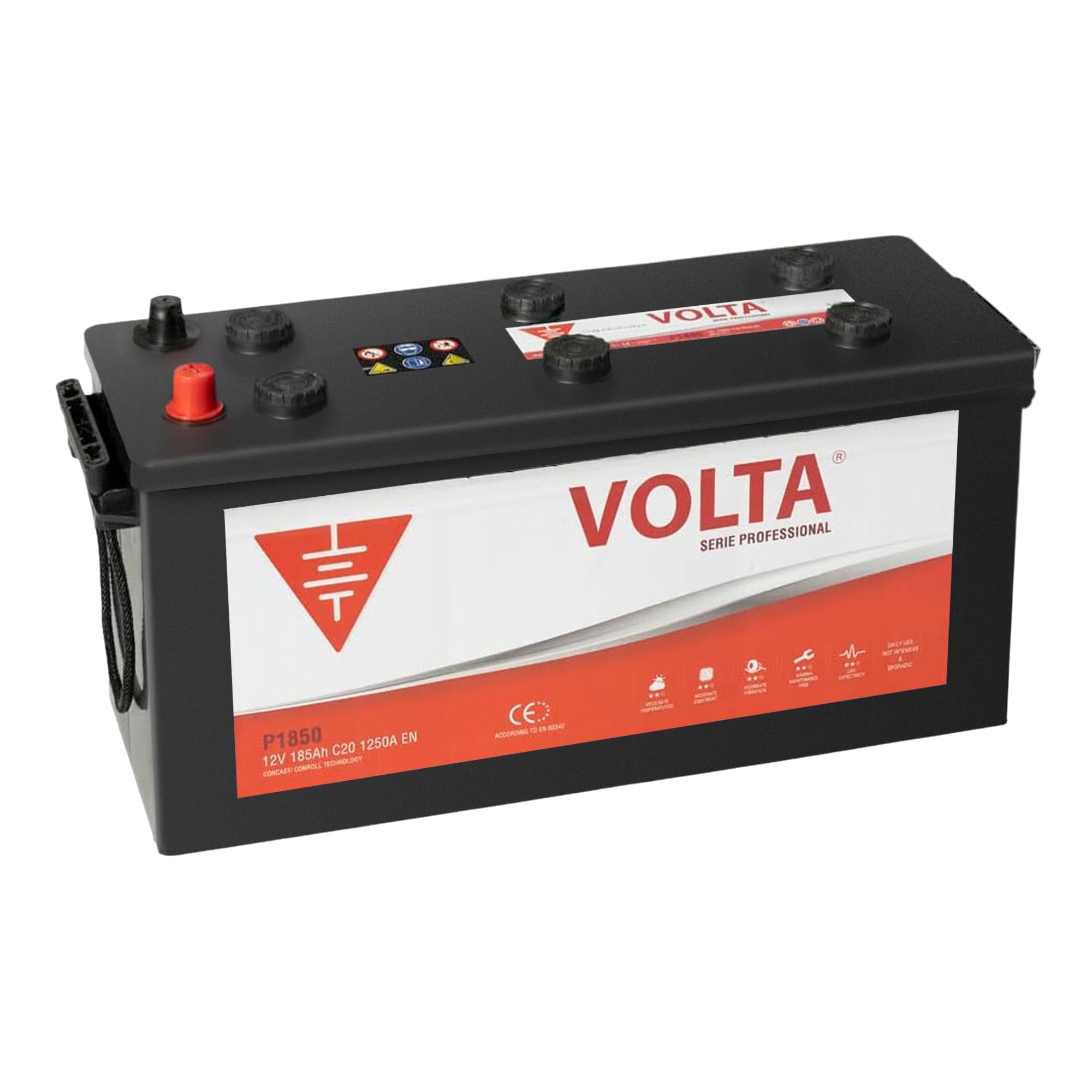 Bateria de Camión Professional 185Ah 1250A - Borne +Dcha - Medidas Largo 513 x Ancho 223 x Alto 223 mm con 2 años de Garantía - Fabricación Europea.