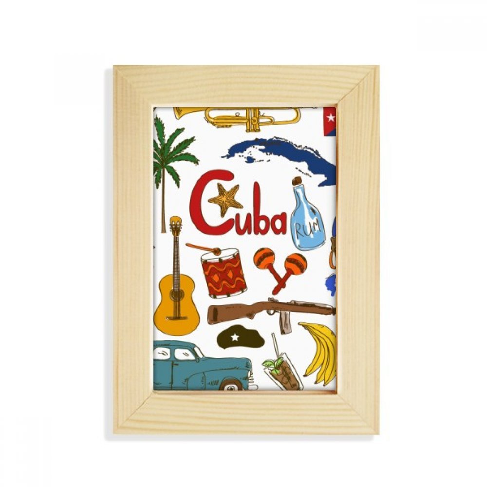 Marco de fotos de madera Cuba bandera para escritorio 5x7 pulgadas