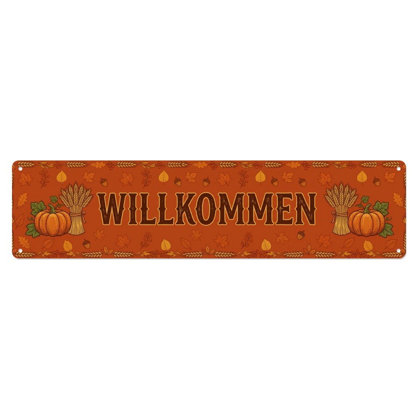 Burnt Orange Autumn Harvest Farm Market Welcome Metal Tin Sign Plaque Wall Decor for Cafe, Club Bar, Office, Home Garden Metal Poster 4x16Inch