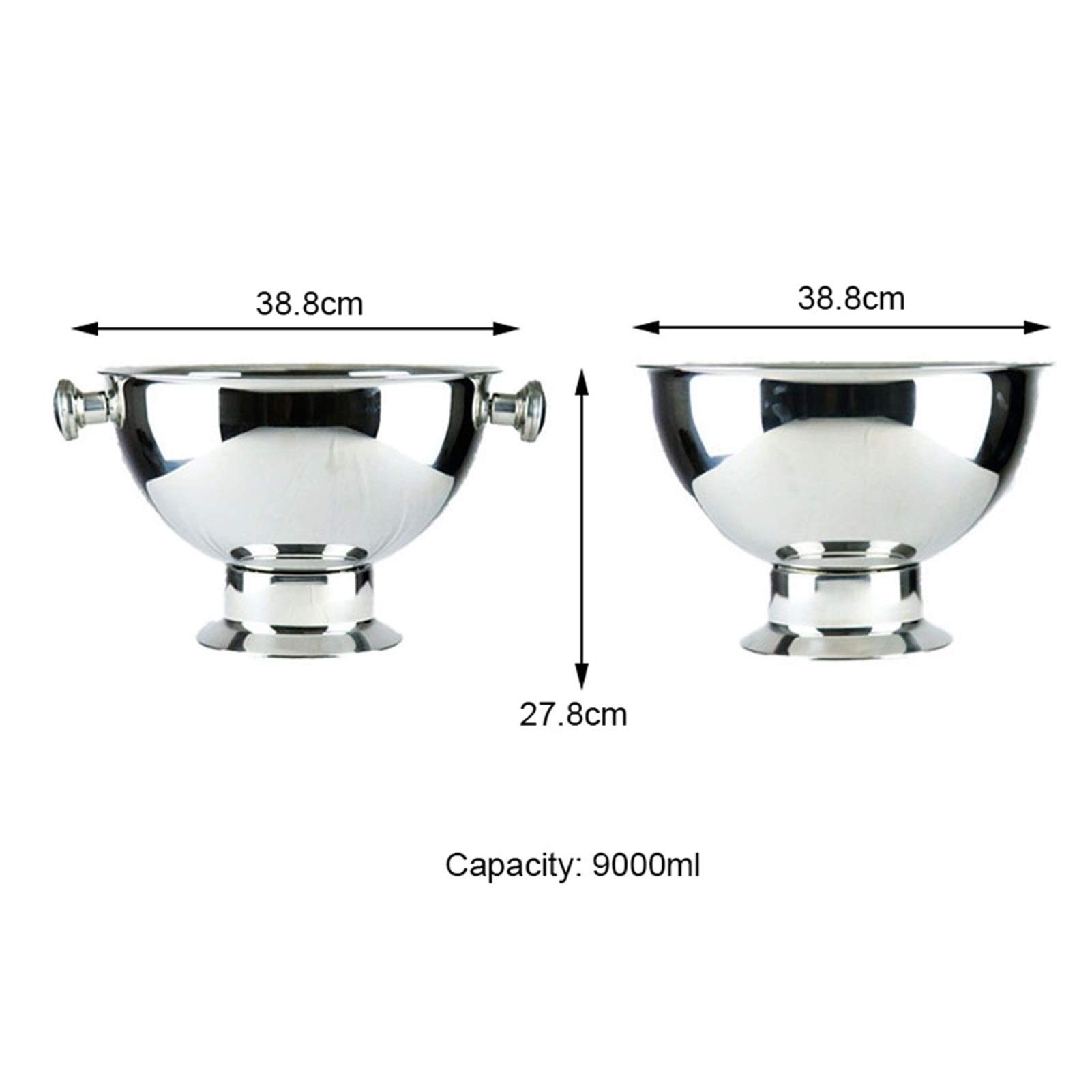 304 Insalata in Acciaio Inox lavabo con bucato Champagne Secchio 9L Grande capacità Botte di Vino, Birra per Famiglia Bar Club(B)
