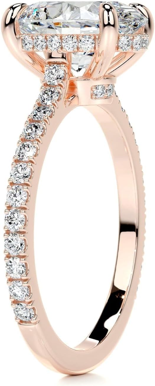 2-5 CT Oval Cut Hidden Halo Pave Moissanite Ring Diamond Engagement Rings for Women Wedding Bridal Set Solitaire Anniversary Promise Gift for Her