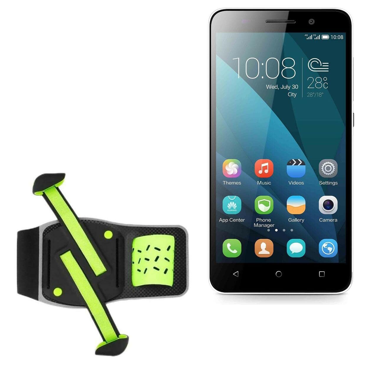 BoxWave Holster Compatible with Honor 4X - FlexSport Armband, Adjustable Armband for Workout and Running - Stark Green