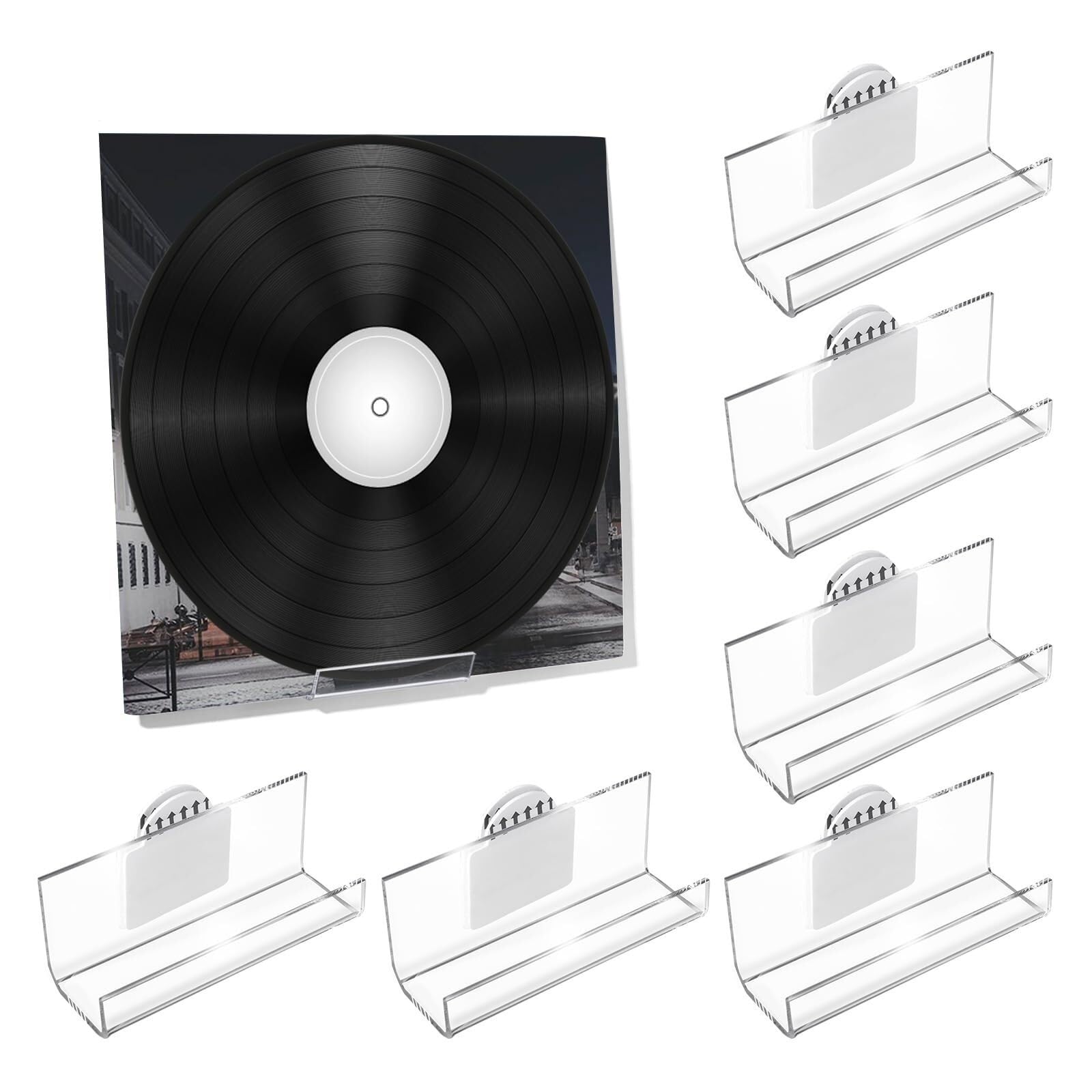 Espositori per dischi in vinile, confezione da 6 supporti da parete in acrilico per LP, nizer per dischi in vinile, soluzione perfetta per la decorazione della casa