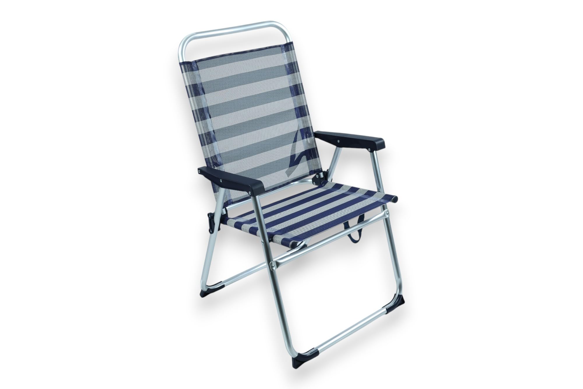 HERSIG - Silla de Playa Plegable de Aluminio con Asa, Estructura Reforzada y Tejido Anti-Desgarro para Relax en Exterior con Respaldo (Azul)