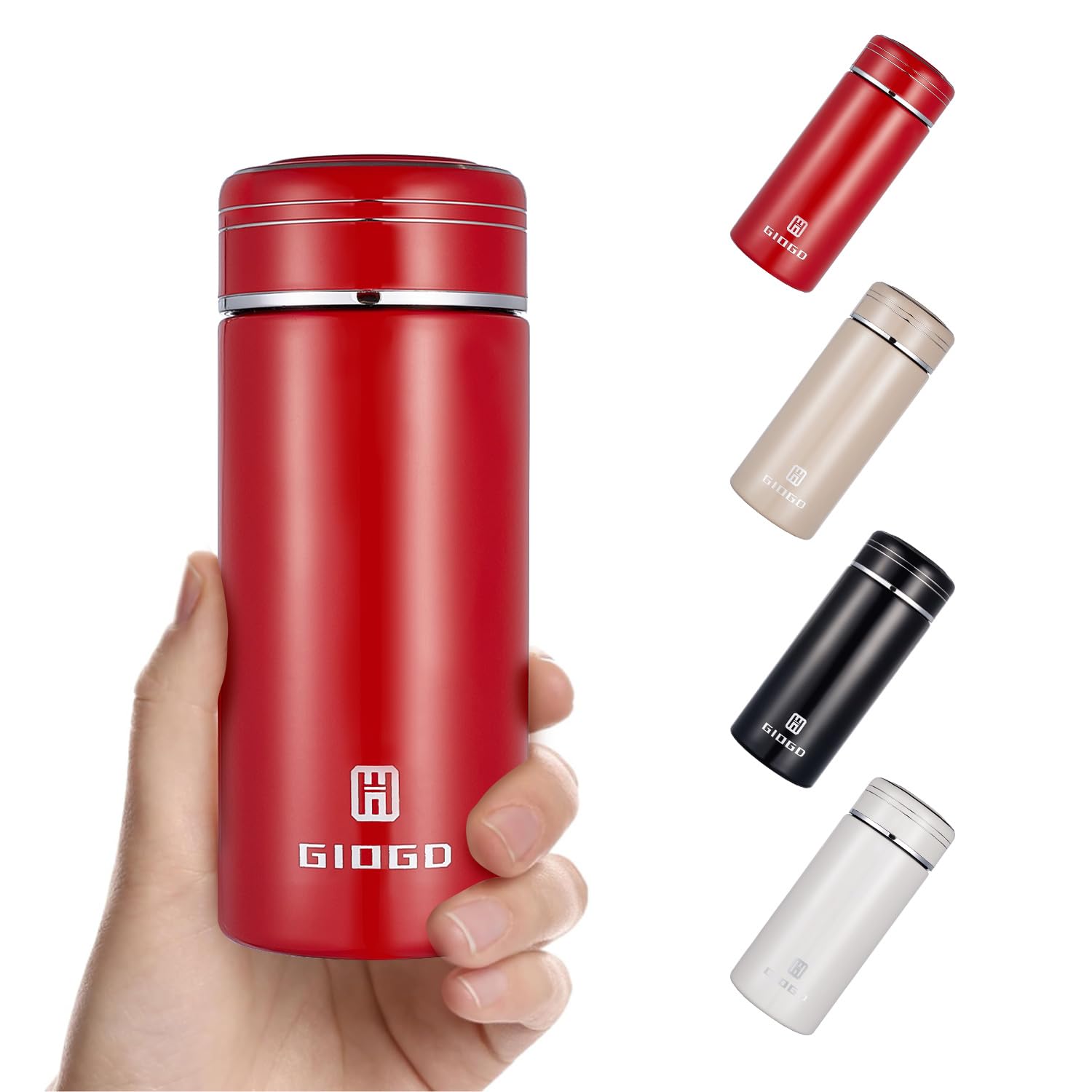 Small Water Bottle 230ml Small Flask for Hot Drink Metal Water Bottle Insulated Stainless Steel Water Bottles Flask(Red)
