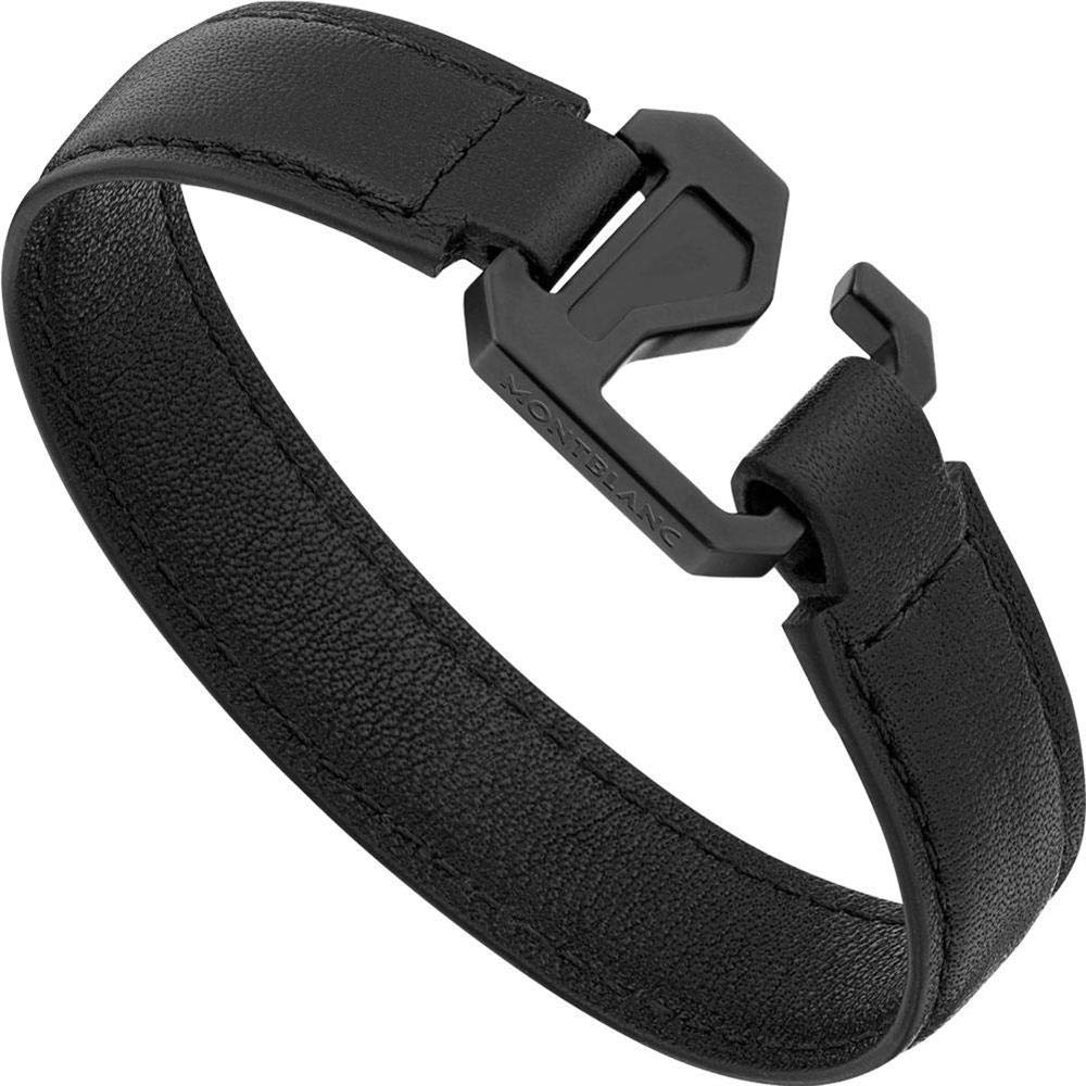 Amazon.com: MONTBLANC Extreme Black Leather Bracelet, Size 68