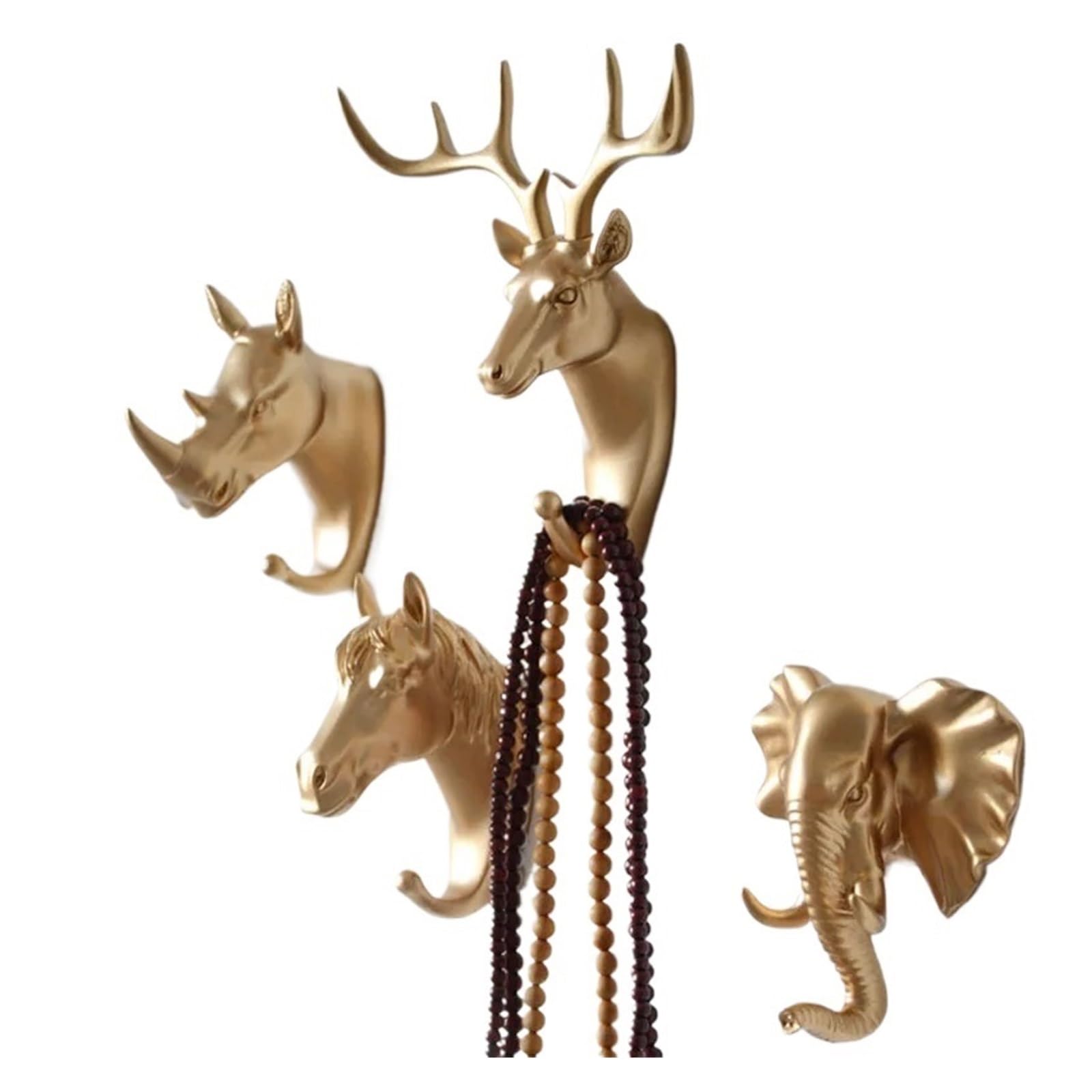 DVMSIEF Coat Hooks Wall Mounted Hooks Animal Head Rack Coat Caps Hanger Horse Giraffe Elk Elephant Decorative Decor Bathroom Accessories(Deer)
