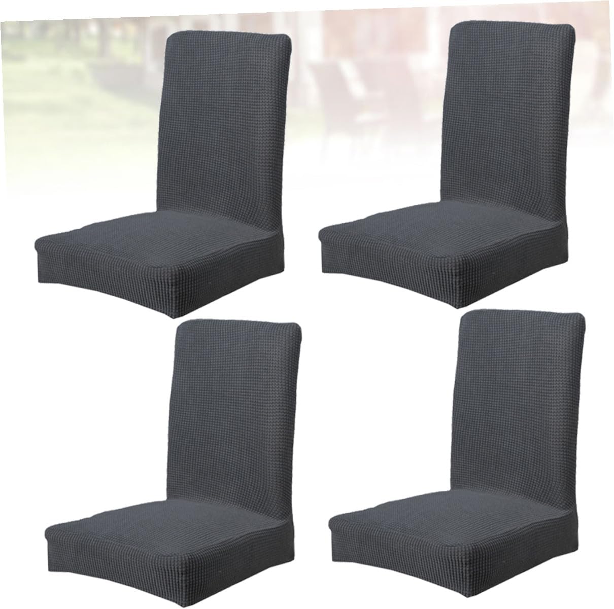 4pcs Grey Polyester Stretchy Dining Chair Covers Elastic Seat Protector Slipcovers for Home Office Dining Room