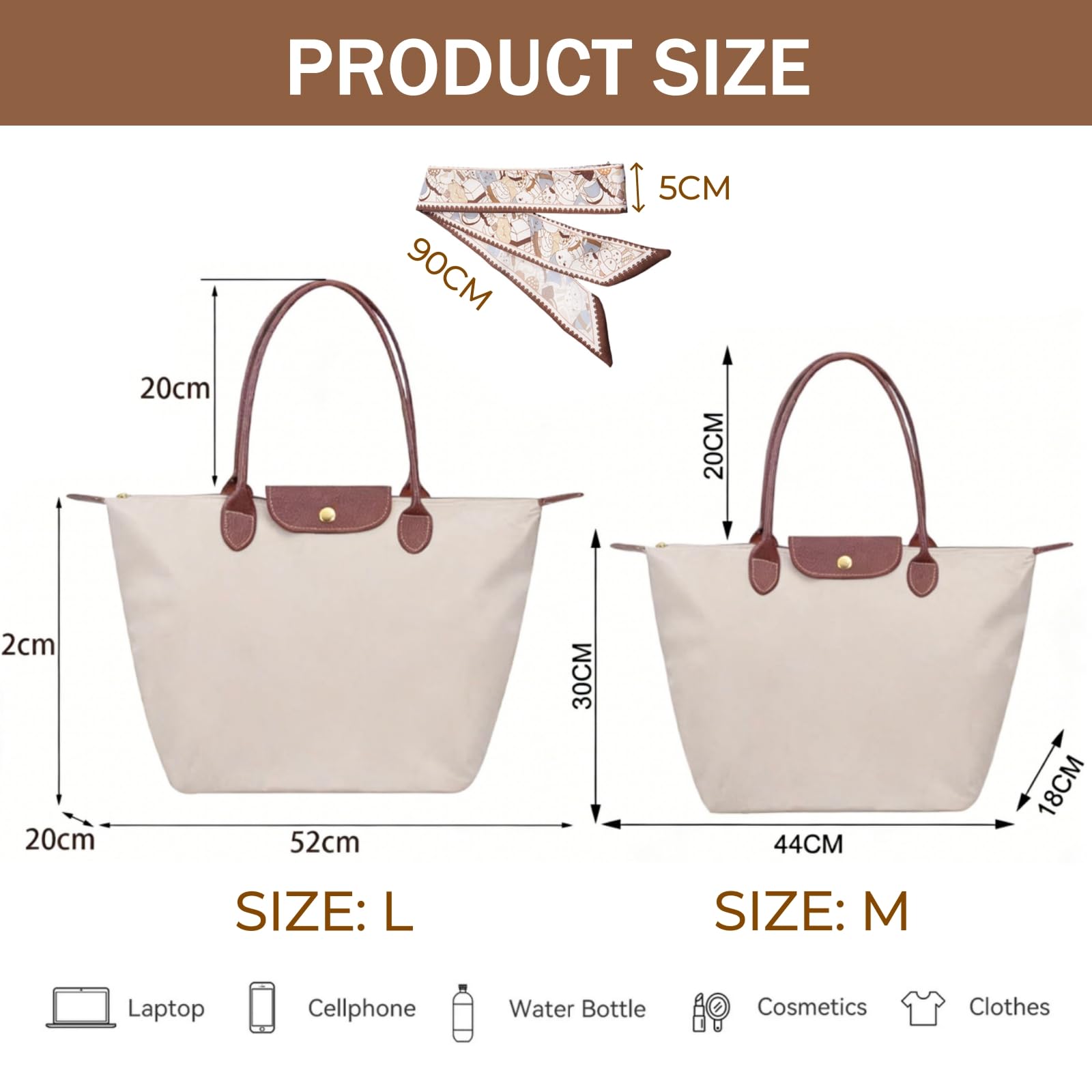 HTTDSLF Bolso de Hombro para Mujeres, Bolsa de Mano para Mujer, Bolso Universidad Trabajo, Liviano y Plegable, Bolsos de Grandes Capacidad para Viajar Desplazamientos Compras Playa — view 4