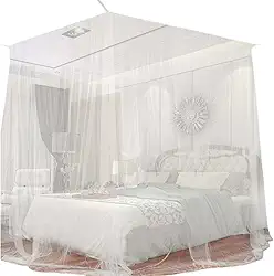 Genérico Mosquiteiro De Teto Para Cama De Casal Queen Super King, Branco, 200 x 205 x 240 cm