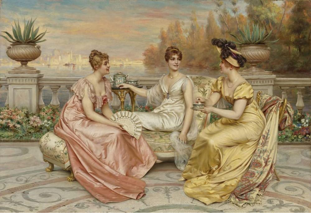 Affiches sur toile art mural 50x70cm Charles Soulacroix Tè su una terrazza deco chambre