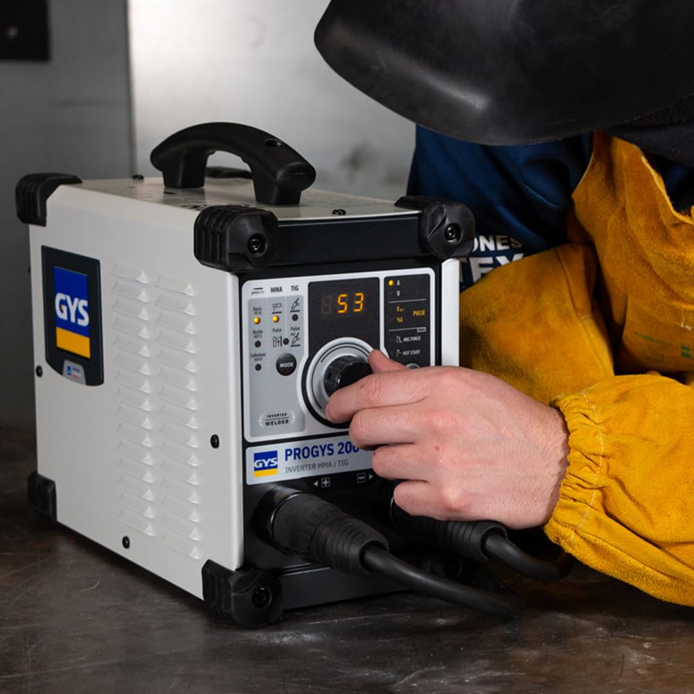 GYS, PROGYS 200 CEL, Poste à Souder à l'Électrode Enrobée 200A Monophasé 230V (MMA), TIG DC Lift & MMA Pulsé, Digital, Arc Force, Antisticking, Hot Start, Avec Porte-électrode, Câble de Masse