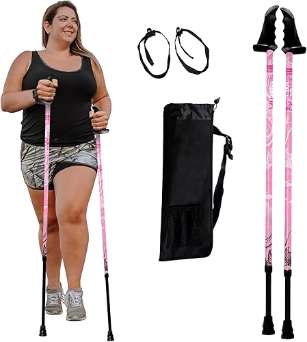 Miniatura 22 de York Nordic Bastones de senderismo motivadores grandes y altos para equilibrio y rehabilitación, 2 piezas, fuertes bloqueos de botón, patas de goma