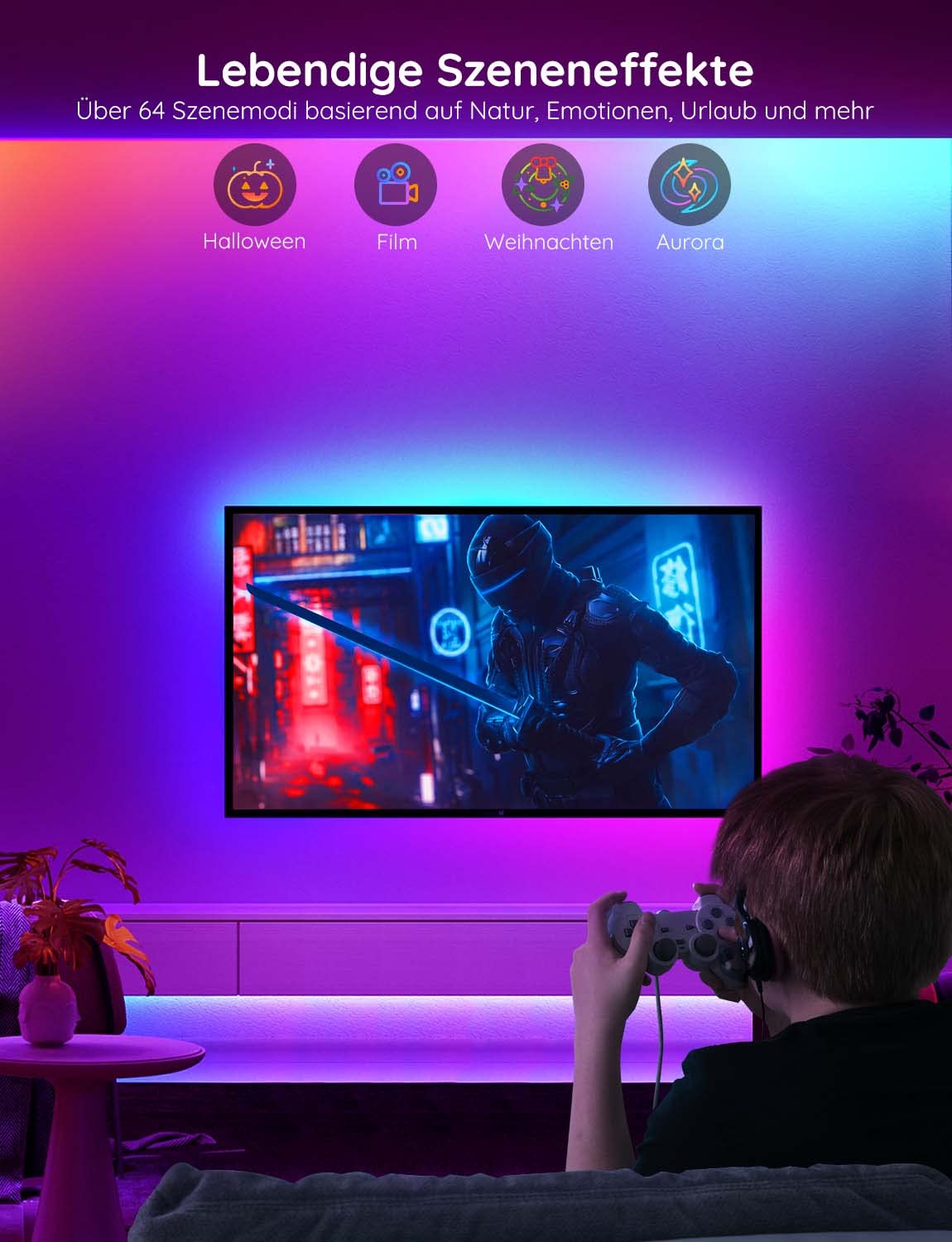 Govee LED Strip 5m, Smart RGBIC LED Streifen, Lichterkette LED Leiste Funktioniert mit Alexa & Google Assistant, DIY Segmentsteuerung, App-Steuerung, Musik Sync, Deko für Party, Zuhause, Schlafzimmer