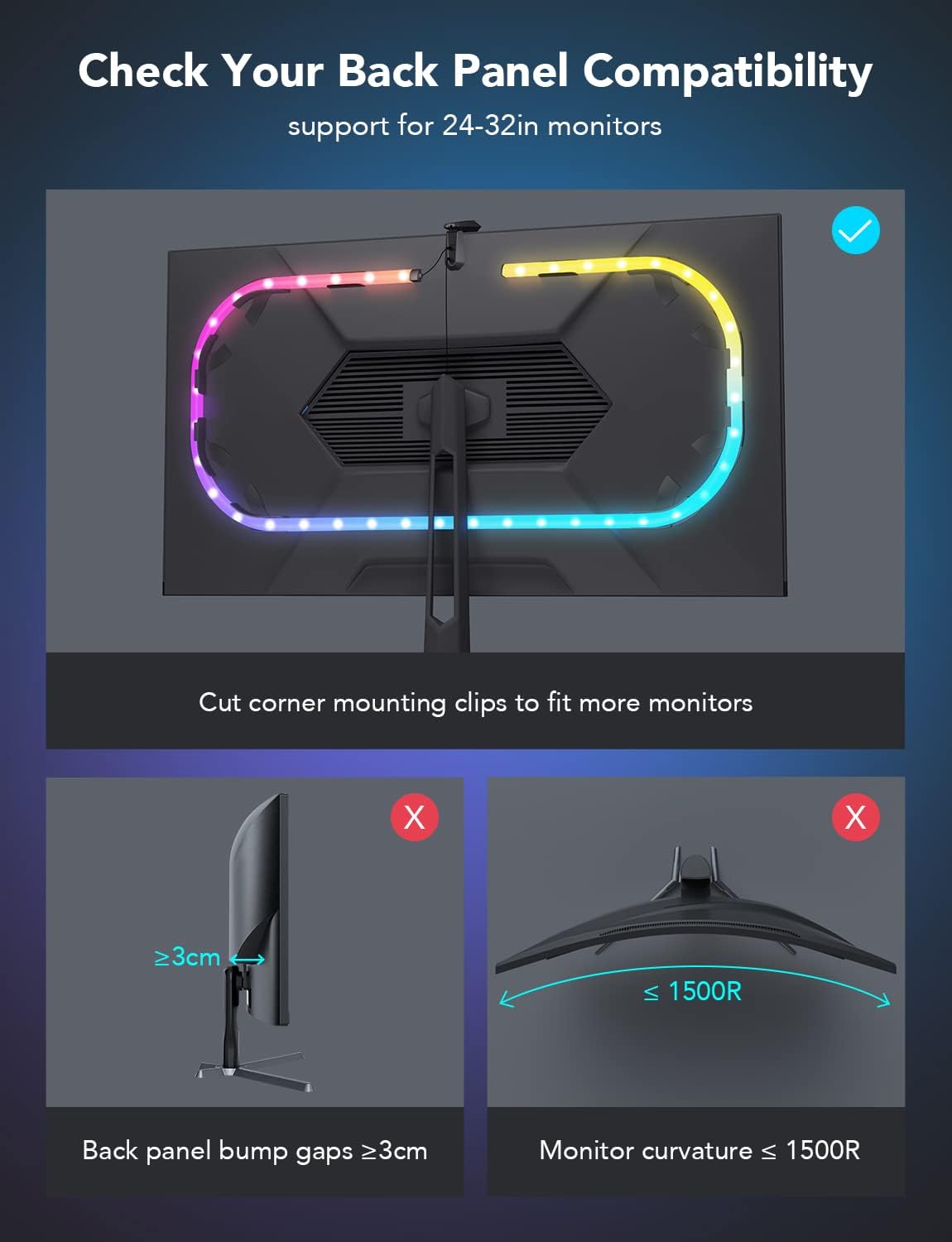 Govee RGBIC Monitor Backlight, Smart Gaming Light for 24"-32" PC, DreamView G1 LED Neon Strip Light with Camera, Support 2.4G Wi-Fi with 4 Game Modes and Sync for RPG, FPS, Racing Games, or Movies