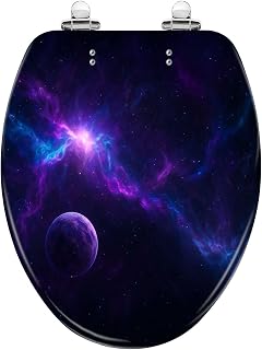 Elongated Toilet Seat Space Planet colorful fractal blue violet nebula https gov sites Resin Toilet Seat Slow Quiet Close Lid with Quick-Release Hinges Cover Bumpers Easy to Clean Install