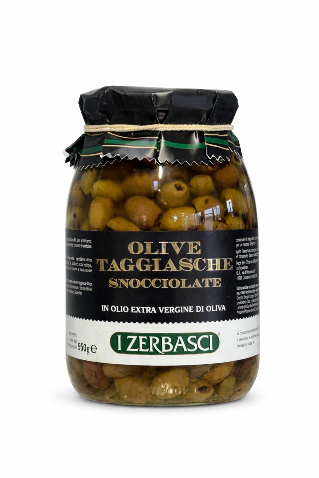 Olive snocciolate taggiasche in olio evo - vaso vetro 950 gr