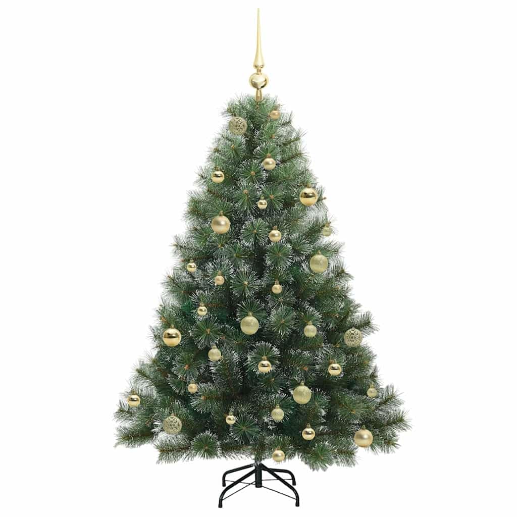 Árbol de Navidad artificial verde de 150 cm, PE y PVC, 150 ledes de luz blanca cálida, 8 modos, para interior y exterior, decoración festiva