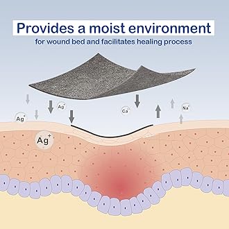 2 "x 2" Ag Silver Calcium Alginate Wound Dressing Pads, 12 Individual Pack Highly Absorbent Painless Removal Dressing, Soft Silver Dressings for Wound Care, Non-Stick Gauze Pads for Wounds