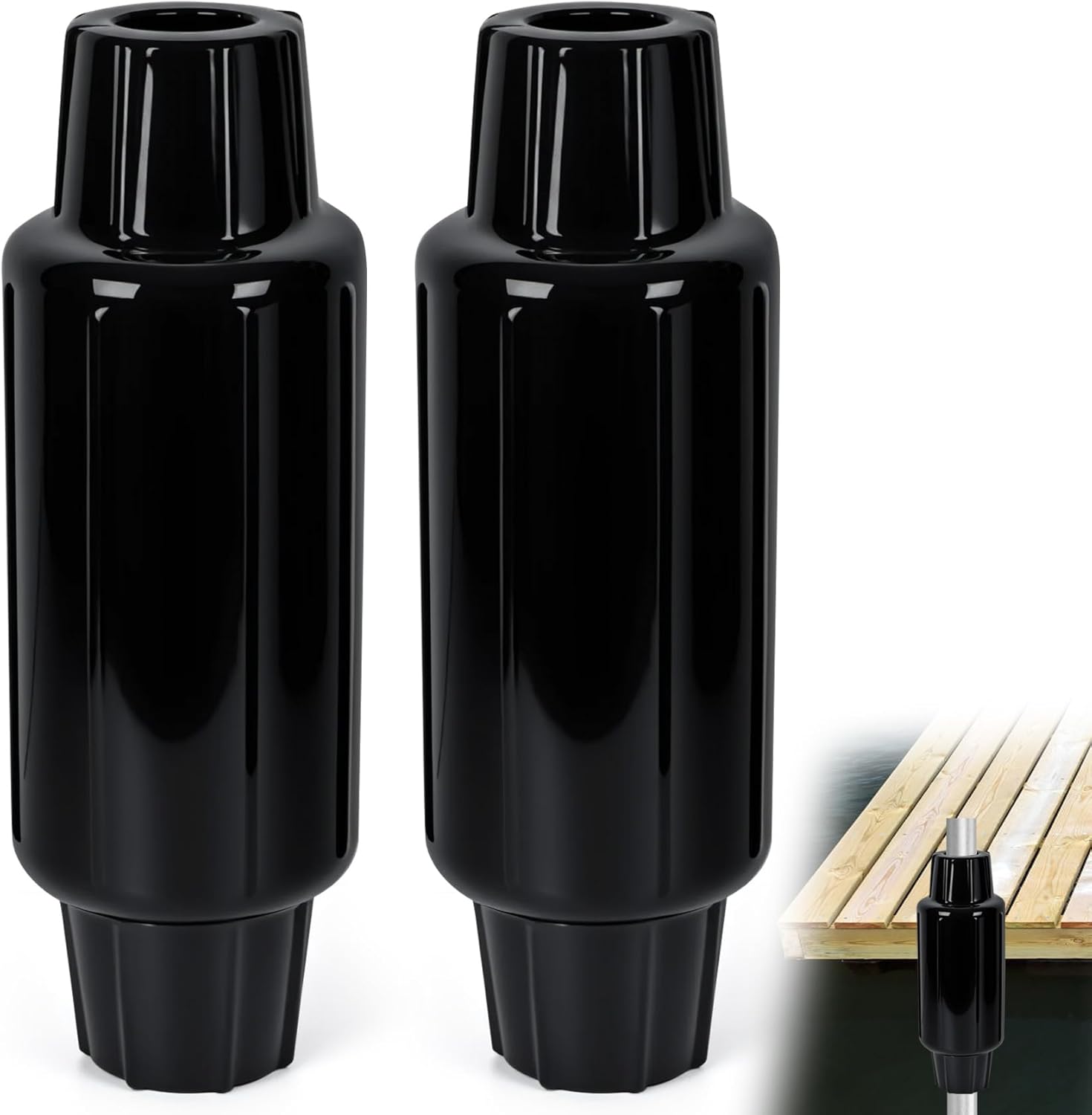 DEDU Dock Bumpers for Poles 2 Pack, Dock Post Bumpers 2" Diameter, Dock Bumpers for Docking Dock Pole Bumpers for Post Slip-on Vertical Protection Soft UV-Resistant Marine Grade Vinyl (Black)
