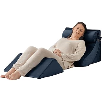 Axelrod Bed Wedge Pillow Set Foam | Adjustable Pillows for Back, Leg and Knee Pain Relief | Post Surgery Ortho Pillow – Anti Snoring, Heartburn, Acid Reflux & GERD Dark Grey