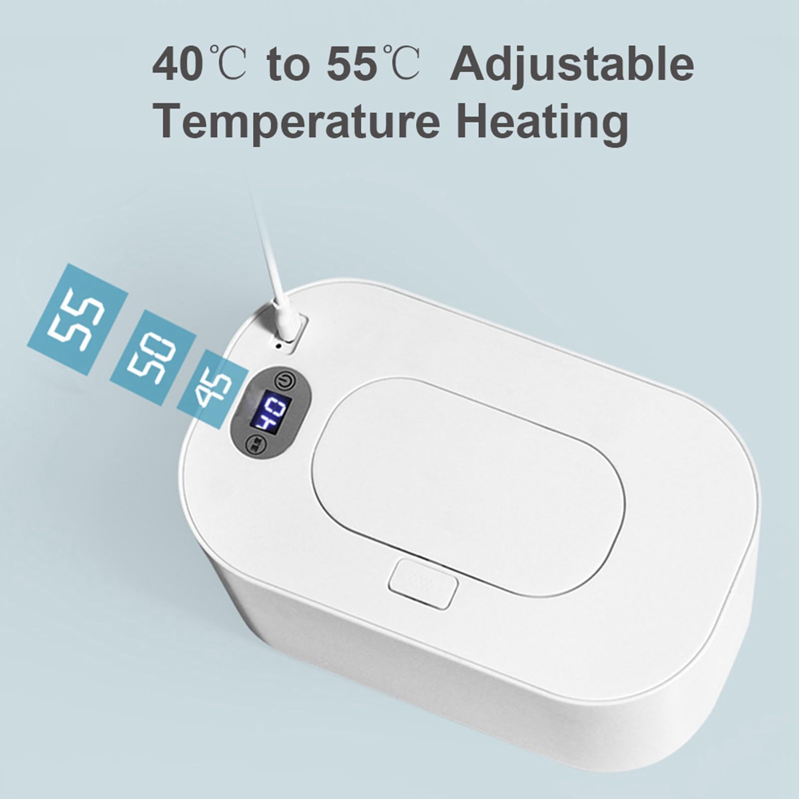 Scalda Salviette per Neonati con Display Digitale, Dispenser di Salviette per Neonati di Grande capacità, Alimentazione USB, Riscaldamento a Temperatura Regolabile