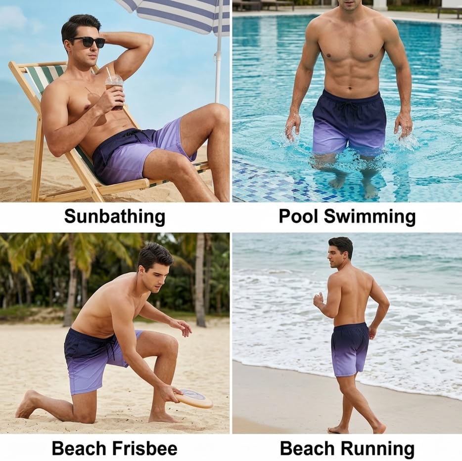 Image of Keevoom Mens Swim Trunks Compression Liner Swimming Shorts Swimwear Quick Dry Swimsuit Bathing Suits Board Shorts