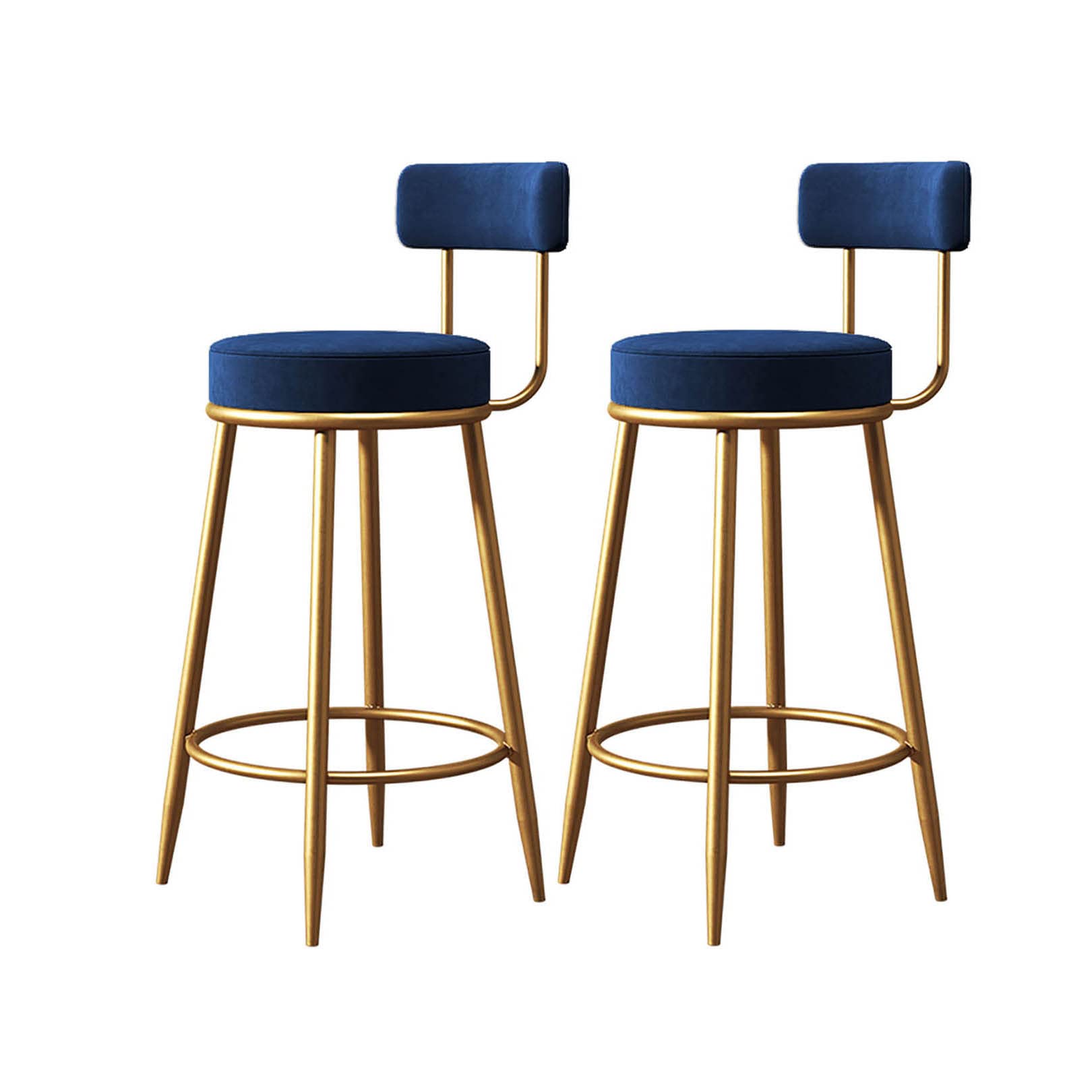 Tabourets de bar en velours lot de 2 chaises hautes de comptoir pour cuisine moderne