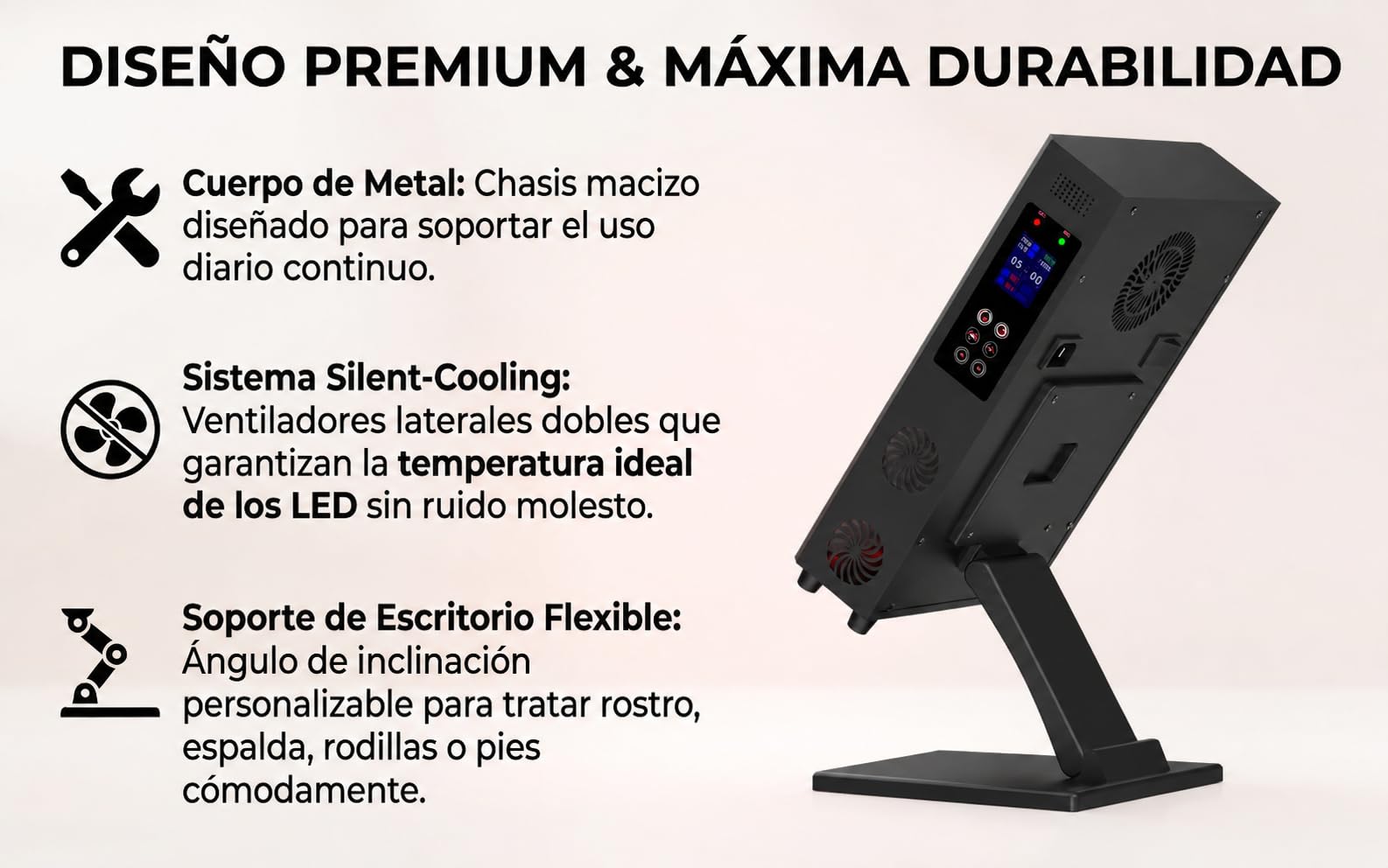LUXUR® HELIOS S360 PRO Red Light Therapy Panel | Panel światła czerwonego i na podczerwień do terapii, 72 diody LED, 610/630/660 nm + 810/830/850 nm, 150-160 mW/cm², 120 W, 3 tryby, timer 5-60 min