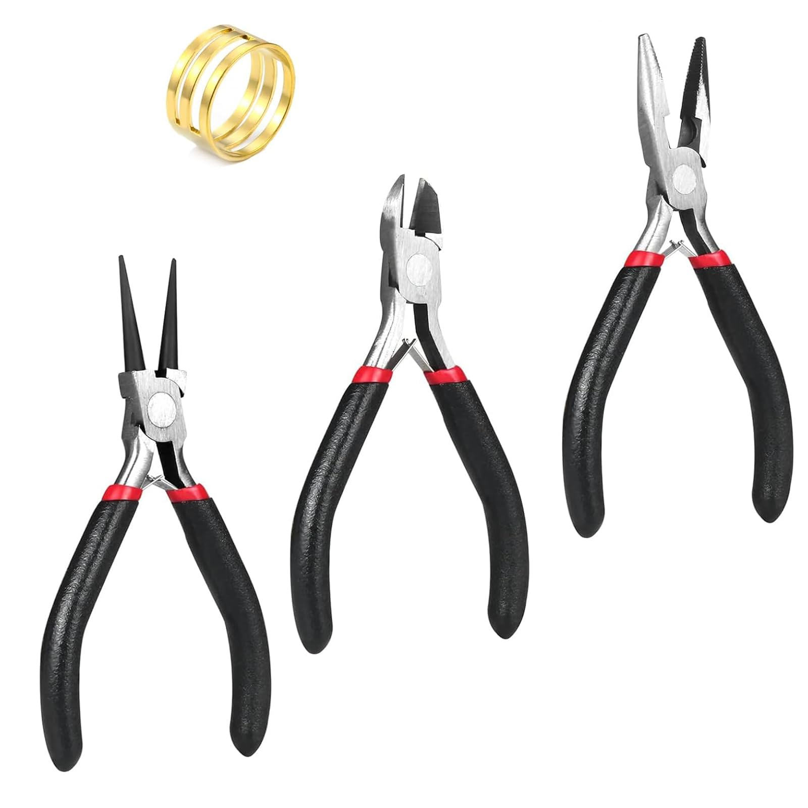 4 Set Lightweight Jewelry Pliers Kits Polished Smooth Jewelry Pliers Needle Making Repair Removal Bent Nose Pliers for Cutting DIY Jewelry Craft (Black)