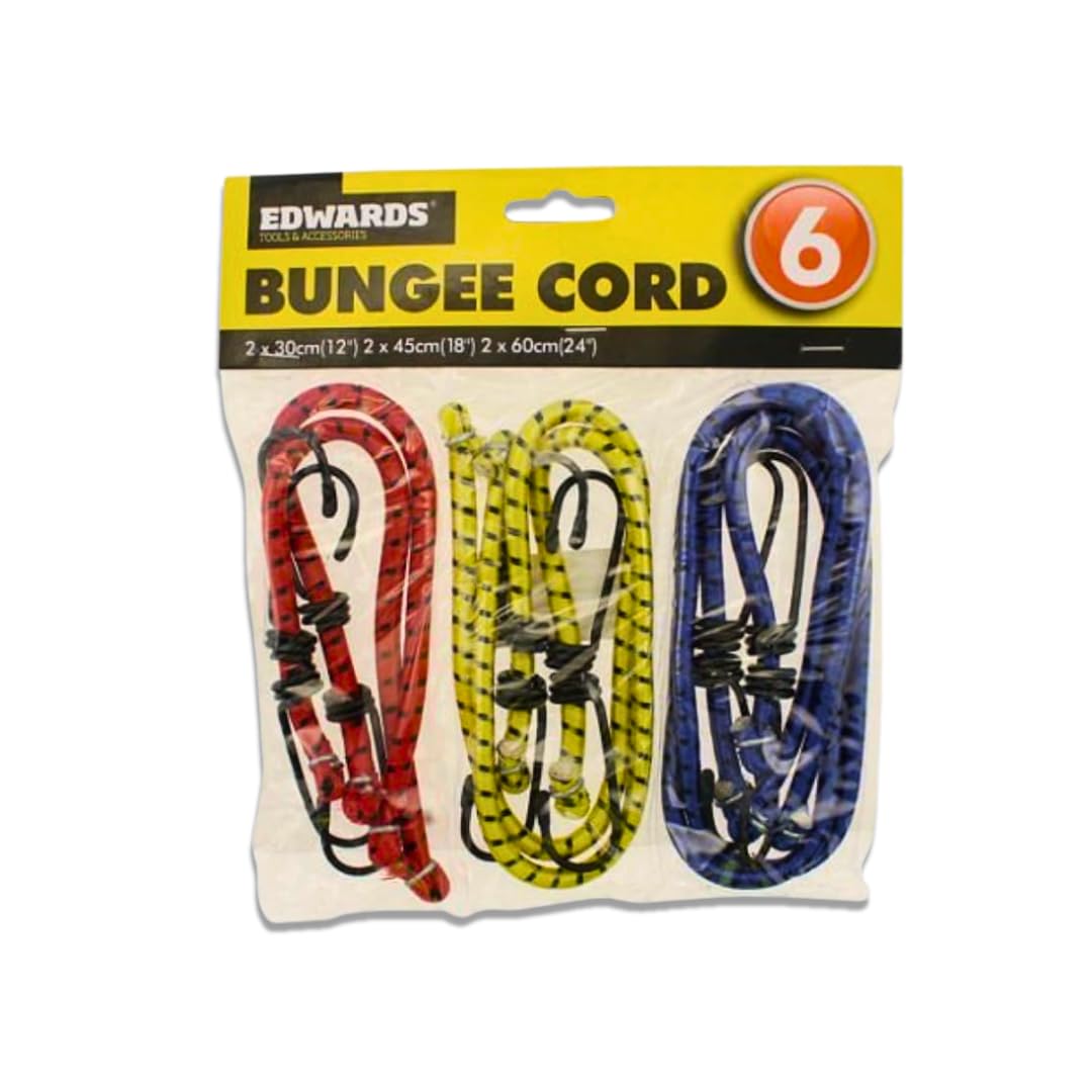 Ardisle 6 BUNGEE STRAPS CORDS WITH HOOKS ELASTICATED ROPE CORD CAR BIKE LUGGAGE TIE DOWN