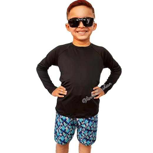 Segunda Pele Infantil Com Proteção Solar UV FP50 Camisa Manga Longa Em Suplex