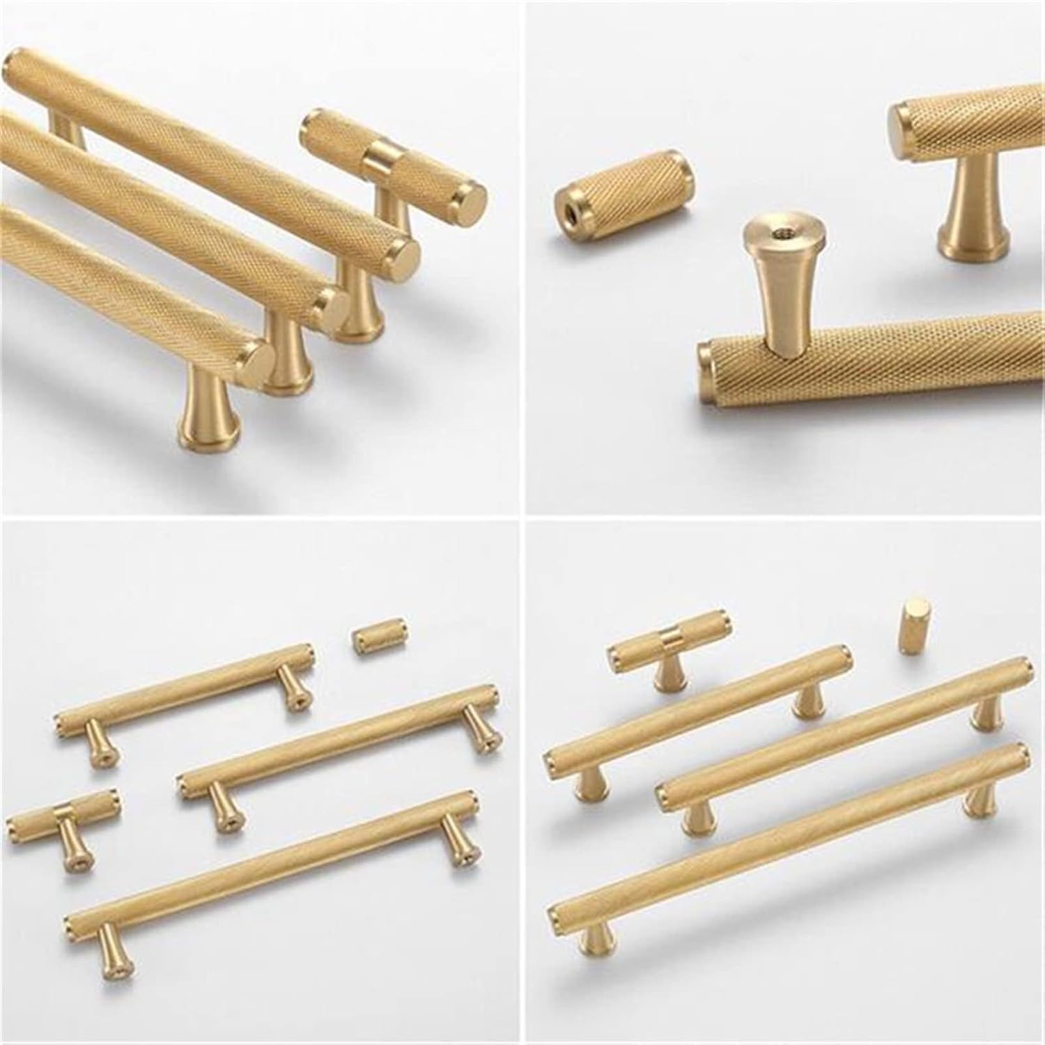 50-244mm Knurling Pattern T Bar Copper Furniture Handles Solid Brass Modern Cupboard Wardrobe Cabinet Door Knob Handle DIY 1Pcs Furniture Accessories (Color : 50mm)