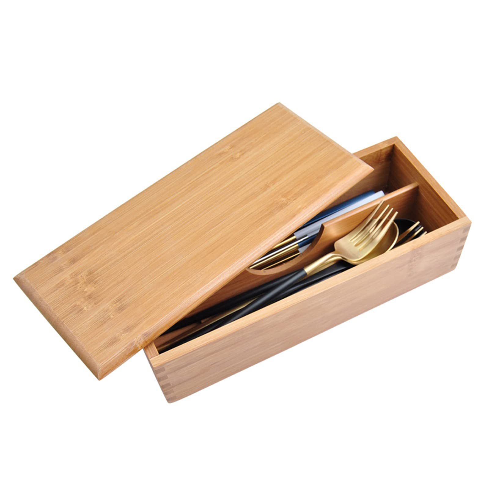 organizador de cubiertos, Bandeja organizadora for cajones de cubiertos con tapa, divisor, soporte for utensilios, caja for, organizador for cocina, encimeras, maquillaje y baño, madera