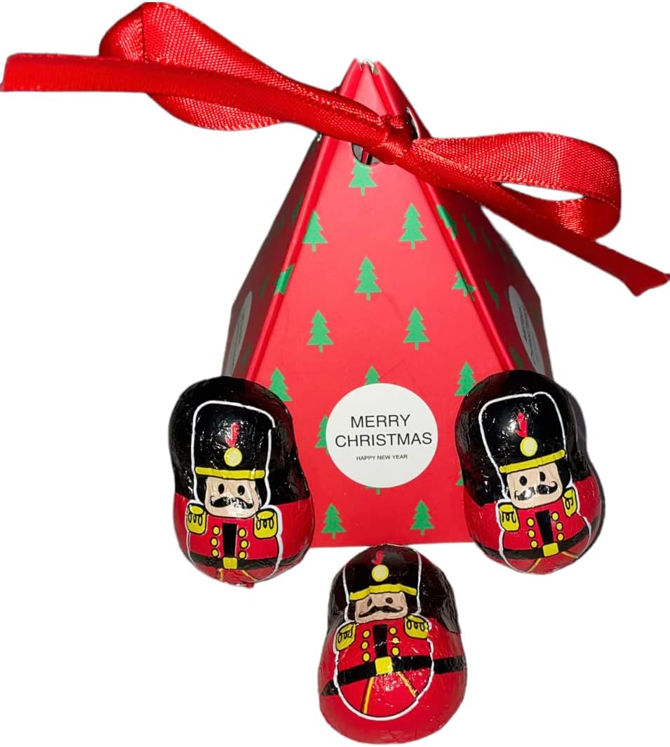 Creme filled chocolate nutcrackers in Christmas pyramid Christmas