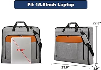 PUSLOM Garment Bags for Travel Large Suit Bag for Men Women Carry on Hanging Suit Luggage 2 in 1 Waterproof Foldable Carry on Bag Fits 15.6 inch Laptop, Grey