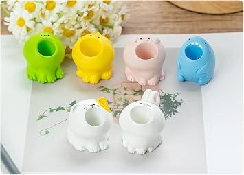 Cute Desk Ornament 6PCS Decoration Container Holder Stocking Stuffers 6-Pack Creative Vivid Cartoon Animal Pen/Pencil Holder Desk Organizer Makeup Storage Office Home Art Supply Stylish Nice Gift