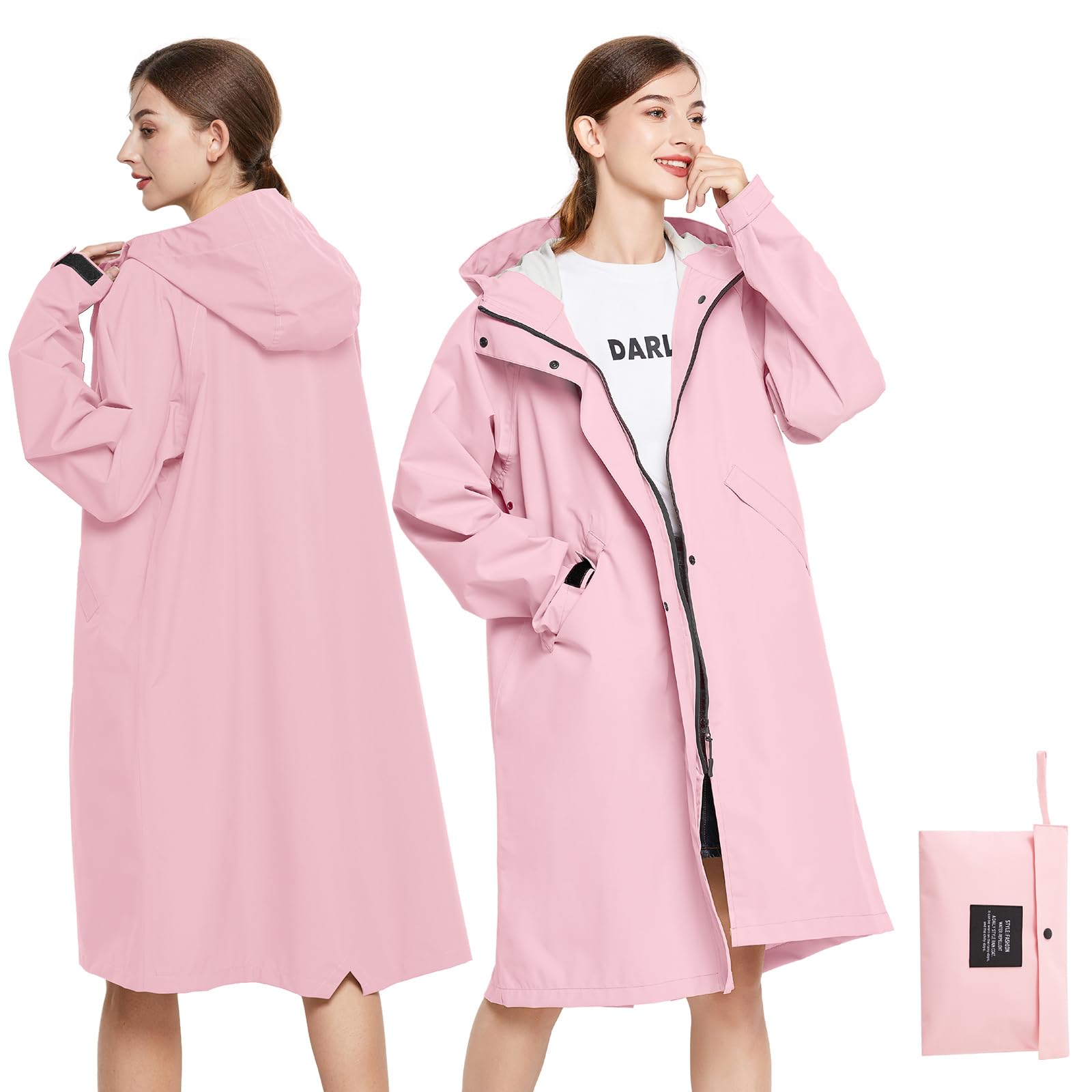 soppy Raincoat for Women Ladies Lightweight Long Waterproof Coat Rain Jackets-picture-36
