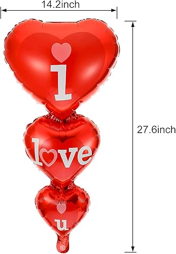 Miniatura 4 de 20 + 2 globos con texto en inglés "I Love You", globos de corazón, decoraciones del día de San Valentín e idea de regalo para él o ella,