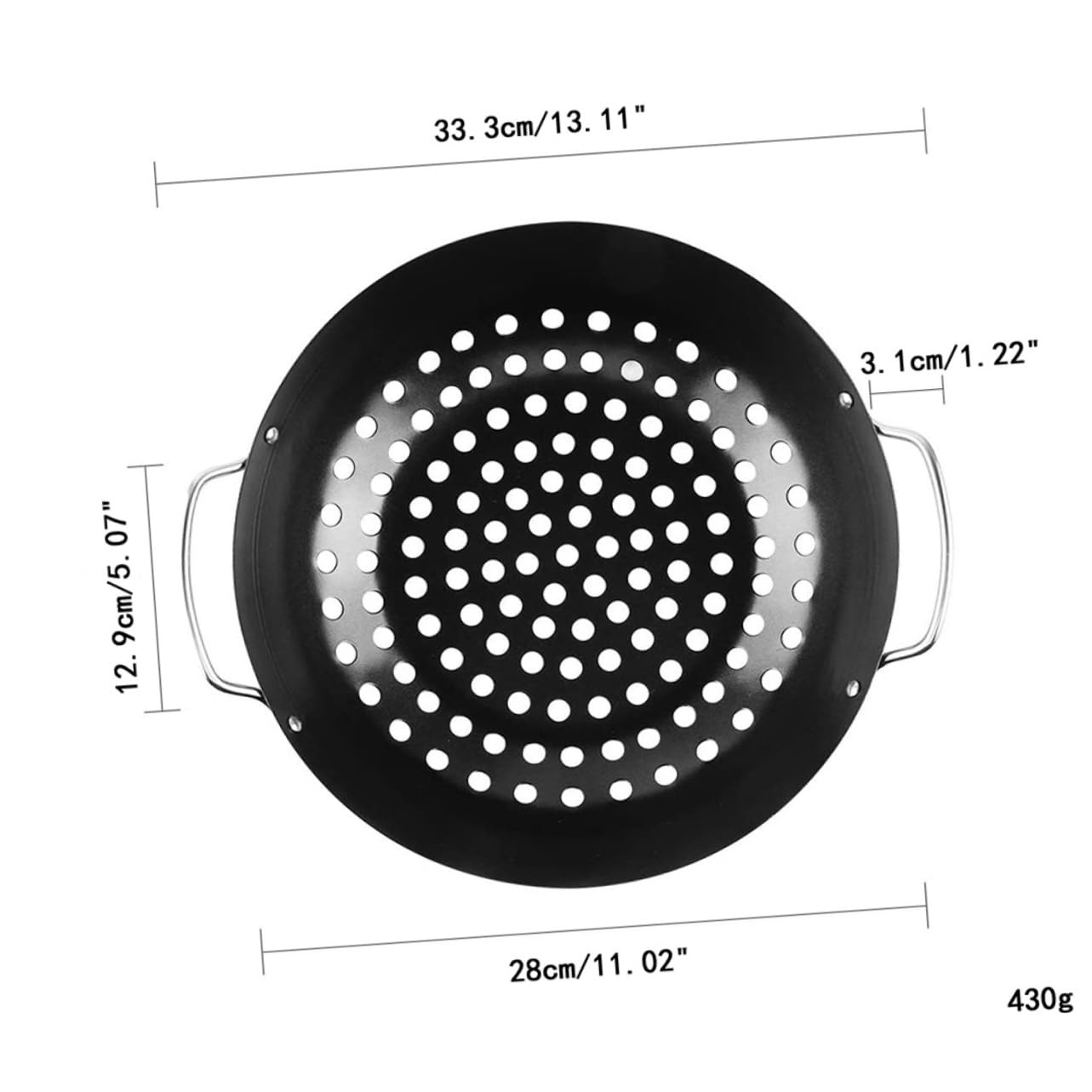 UPKOCH Cestello per Grigliare in Metallo al Carbonio Resistente alla Ruggine Doppio Manico, Antiaderente e Facile da Pulire, Accessorio Multifunzione per Barbecue All'aperto