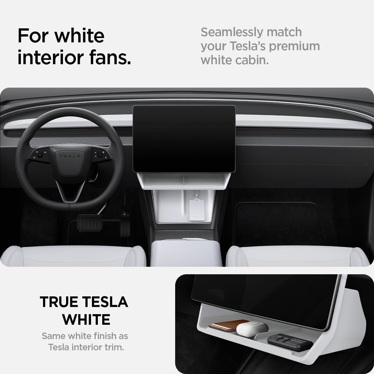 Spigen Under Screen Storage Organizer for Tesla Model Y Juniper - White image 5