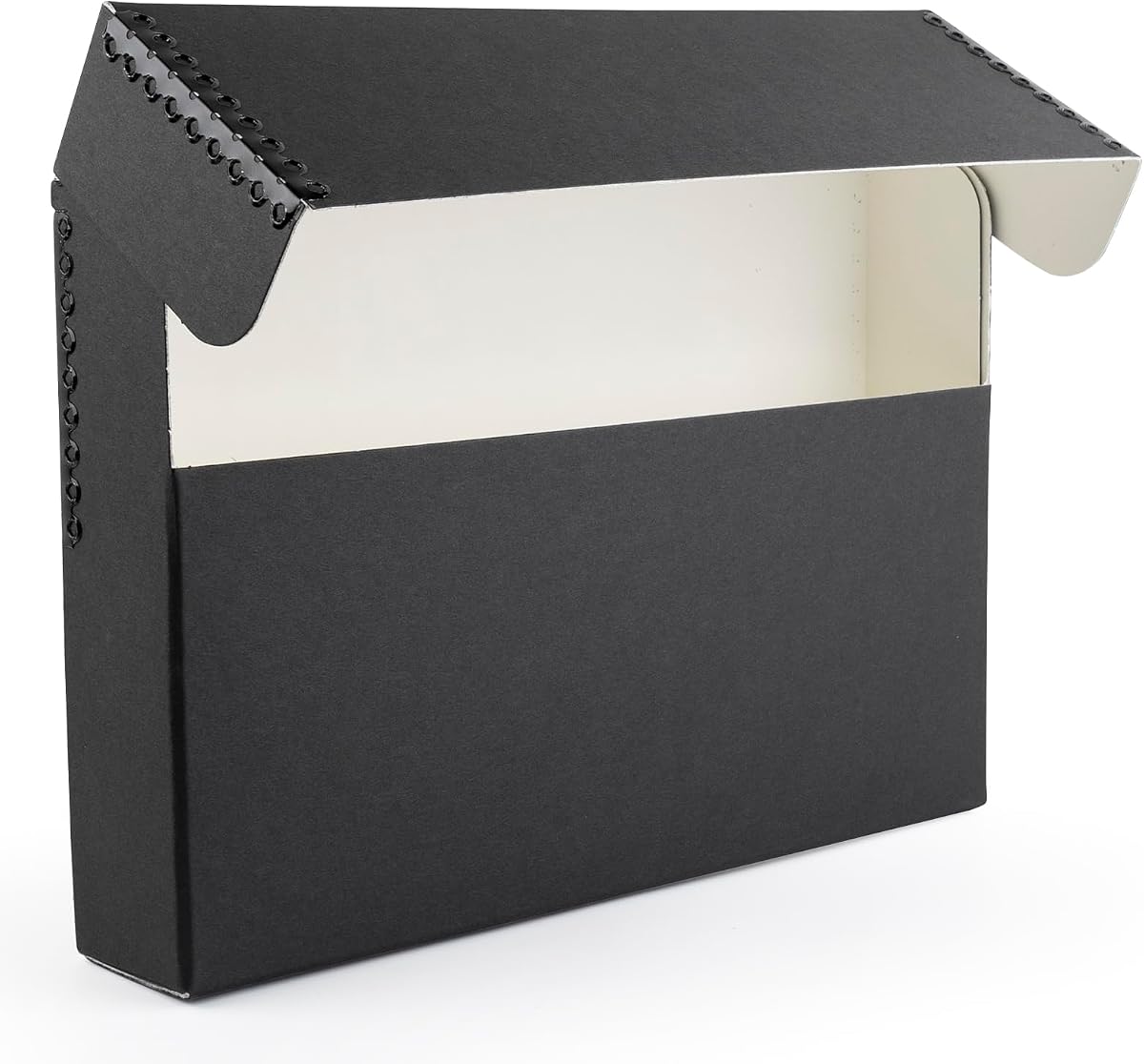 Lineco Archival Document Storage Box, Black, 12.5" x 10.5" x 5" | Letter-Sized, Metal Edge, Acid-Free Boxboard Case, Organize Files, Prints, Photos