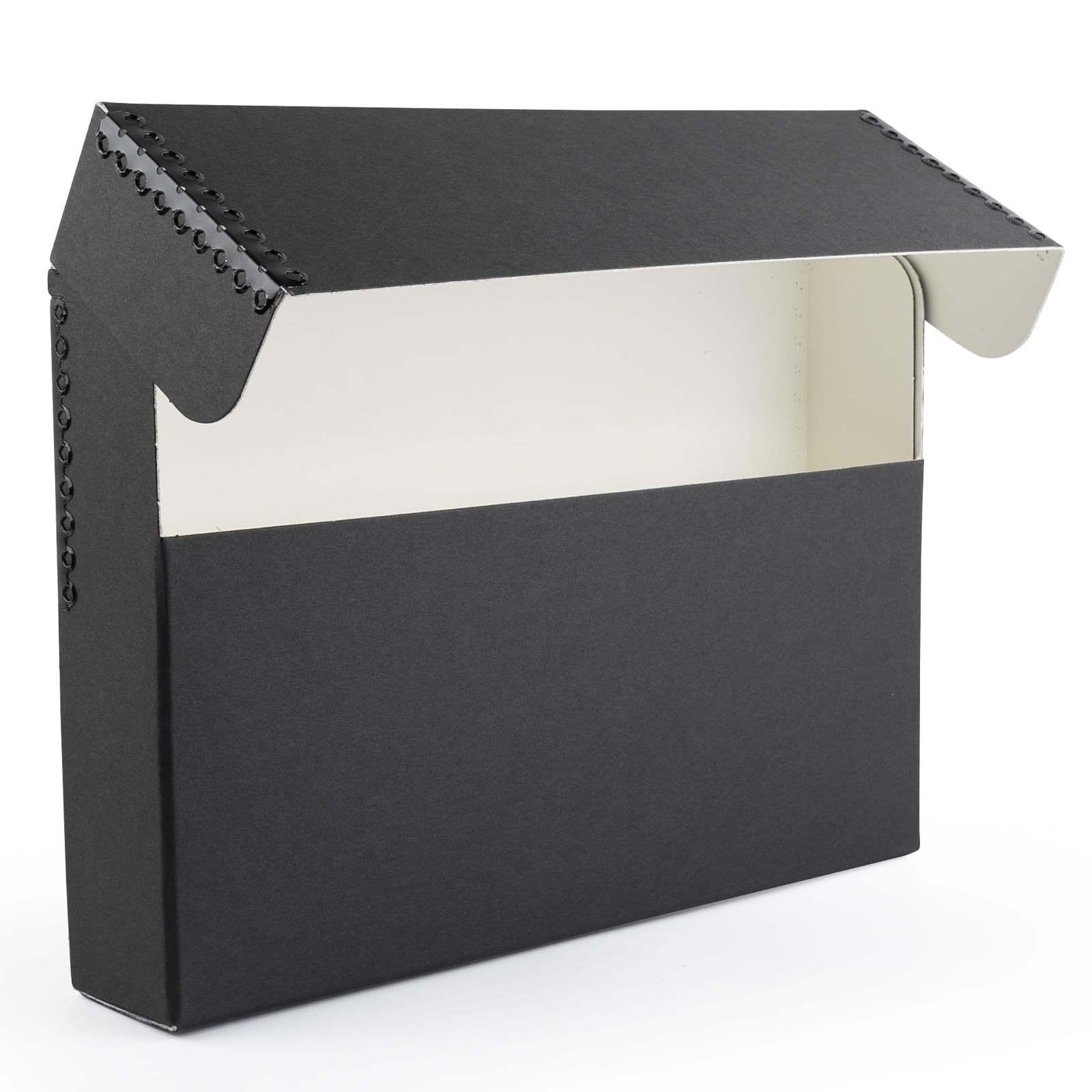 Lineco Archival Black Flip-Top Document Case Box 12.25" x 10.25" x 5". Perfect for Letter Size Paper. Protection from Dust, Light, Debris. Store & Protect Documents, Files, Prints.